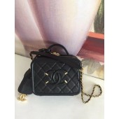 Imitation AAA Chanel mini Vanity Case Grained Calfskin A93342 Black JK2890RP55