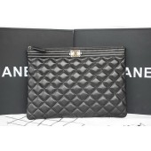 Imitation Boy Chanel Chevron Black Lambskin Leather Clutch A69253 JK514AI36