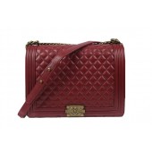 Imitation Boy Chanel Flap Shoulder Bag Burgundy Original Sheepskin A67087 Brass JK909Xr29