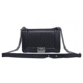 Imitation Boy Chanel Flap Shoulder Bag Sheepskin Leather A6026 Black JK1028SU58