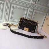 Imitation Boy Chanel Flap Shoulder Bag Sheepskin Leather A67085E Black JK5955Ug88