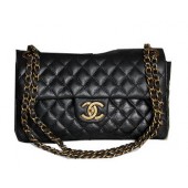 Imitation Chanel Black Iridescent Leather Flap Shoulder Bag A1274 Brass JK1017sJ18