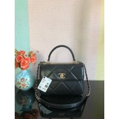 Imitation Chanel CC original lambskin top handle flap bag A92236 black&Gold-Tone Metal JK2519Dl40