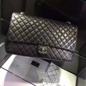 Imitation Chanel CF Travel Bag Black Original Calfskin Leather A28390 Silver JK287sJ18