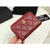 Imitation Chanel classic card holder Grained Calfskin & Gold-Tone Metal A69271 Burgundy JK1311SU34