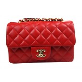 Imitation Chanel Classic MINI Flap Bag CF1119 Red Sheepskin Leather Gold JK904Tm92