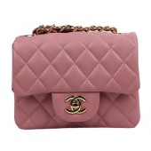 Imitation Chanel Classic MINI Flap Bag Pink Original Sheep Leather CF1115 Gold JK946SU34