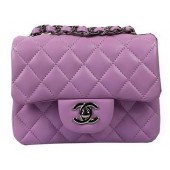 Imitation Chanel Classic MINI Flap Bag Purple Original Sheep Leather CF1115 Silver JK949RC38