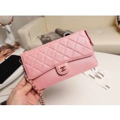 Imitation Chanel classic pouch with handle Lambskin & Gold-Tone Metal AP0364 pink JK1269Tm92