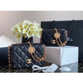 Imitation Chanel flap bag Lambskin & Gold-Tone Metal AS2222 black JK3800uq94