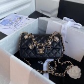 Imitation Chanel flap bag Lambskin & Gold-Tone Metal AS2326 Black JK3672SU34