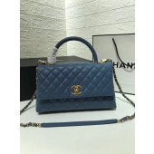 Imitation Chanel flap bag with top handle A92991 Blue JK3758VO34