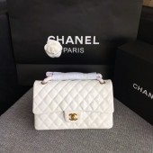 Imitation Chanel Flap Shoulder Bags White Original Patent Leather CF1112 Gold JK5865RC38