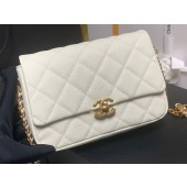 Imitation Chanel Grained Calfskin Shoulder Bag AS3103 white JK2648sJ18