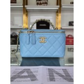 Imitation CHANEL HANDBAG Grained Calfskin&Gold-Tone Metal AP2805 blue JK2510AI36