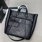 Imitation CHANEL Large zip shopping bag AS1299 black JK4262KV93