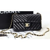 Imitation Chanel mini Classic Flap Bag Original Sheepskin Chevron Leather CHA1116 Black JK584RC38