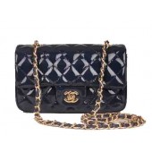 Imitation Chanel mini Classic Flap Bag Royal Patent Leather 1117 Gold JK1061Za30