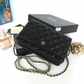 Imitation Chanel mini Flap Bag Black Original Sheepskin A33814 Gold JK835Fo38