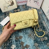 Imitation Chanel MINI Flap Bag Original Sheepskin Leather 1116 light yellow JK2692Za30