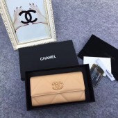 Imitation Chanel sheepskin & Gold-Tone Metal Wallet AP0955 apricot JK1200Fo38