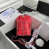 Imitation Chanel small drawstring bag Lambskin & Gold Metal AS2313 Coral JK3630Tm92