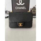 Imitation Chanel SMALL FLAP BAG Snakeskin & Gold-Tone Metal AS3214 black JK2298VO34