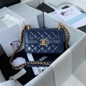 Imitation Chanel small Flap Shoulder Bag Original leather AS2714 blue JK3013sJ18