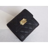 Imitation Chanel Tri-Fold Wallet Calfskin Leather A48980 Black JK1430lH78