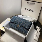 Imitation CHANEL Tweed Calfskin -Tone & Gold-Tone Metal 1112 blue JK4530uq94