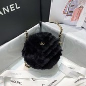 Imitation Chanel Wool sheepskin & Gold-Tone Metal AP0366 black JK4331ye39