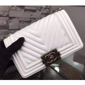 Imitation Cheap Boy Chanel mini Flap Bag Original Chevron Nubuck Leather A5707 White JK329fV17