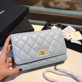 Imitation Cheap Chanel Calfskin & Gold-Tone Metal S33814 light blue JK4515fV17