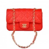 Imitation Cheap Chanel mini Classic Flap Bag Red Cannage Pattern 1117 Gold JK1059fV17