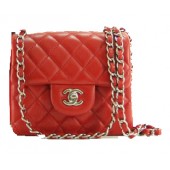 Imitation High Quality Chanel mini Classic Flap Bag Red Leather 1115 Silver Chain JK1099HH94