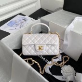 Imitation Top Chanel mini flap bag with top handle AS2431 White JK3444tr16