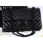 Knockoff Best Chanel 2.55 Series Flap Bag Sheepskin Chevron Leather A1112 Black JK592sm35