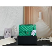 Knockoff Best Chanel classic handbag Lambskin & silver Metal V01112 green JK2588sm35