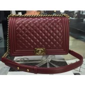 Knockoff Boy Chanel Flap Bag Wine Original Sheepskin Leather A67088 Gold JK35tp21