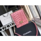 Knockoff Boy chanel handbag Grained Calfskin & Gold-Tone Metal VS0130 pink JK4538Ez66