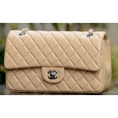 Knockoff Chanel 2.55 Series Flap Bag Apricot Sheepskin Leather A37586 Silver JK717Ez66