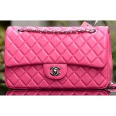 Knockoff Chanel 2.55 Series Flap Bag Rose Sheepskin Leather A37586 Silver JK719WW40