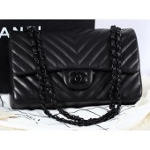 Knockoff Chanel 2.55 Series Flap Bag Sheepskin Chevron Quilting A1112 Black JK751Bt18