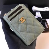 Knockoff Chanel card holder Calfskin AP1650 green JK1132NL80