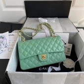 Knockoff chanel classic handbag Lambskin & gold Metal A01112 light green JK3112Bt18