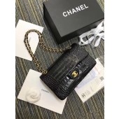 Knockoff Chanel Classic Handbag Original Alligator & Gold-Tone Metal A01112 black JK4937Bt18