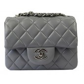 Knockoff Chanel Classic MINI Flap Bag Grey Original Sheep Leather CF1115 Silver JK950eF76