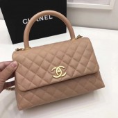 Knockoff Chanel Classic Top Handle Bag Apricot Original Leather A92991 Gold JK5736vf92