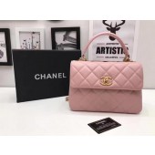 Knockoff Chanel Classic Top Handle Bag Pink Sheepskin Leather A92991 Gold JK19cS18