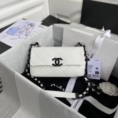 Knockoff Chanel flap bag Grained Calfskin & Lacquered Metal AS2302 white JK3634yN38